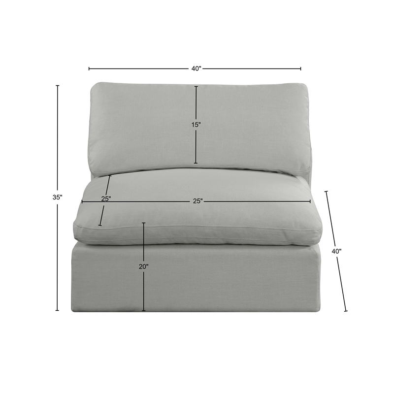Bowery Hill Contemporary Upholstered Grey Linen Textured Fabric Armless Chair