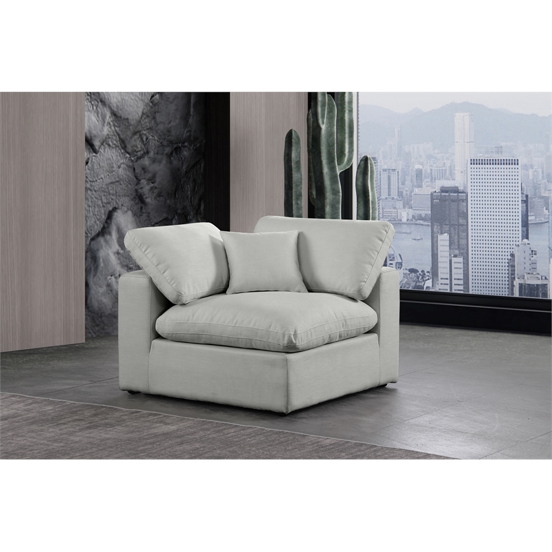 Bowery Hill Contemporary Upholstered Grey Linen Textured Fabric Corner Chair