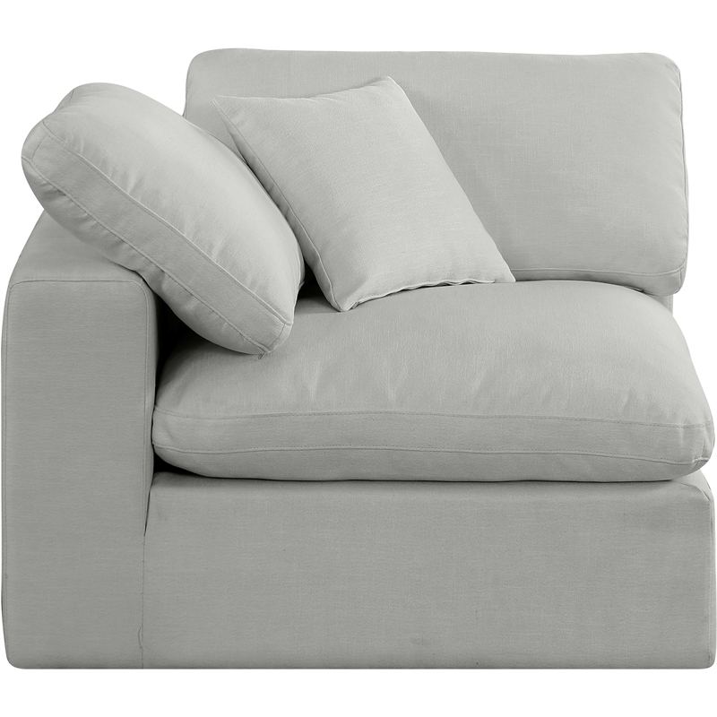 Bowery Hill Contemporary Upholstered Grey Linen Textured Fabric Corner Chair