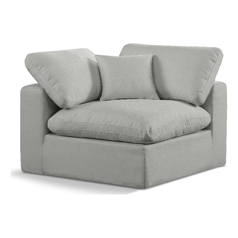 Bowery Hill Contemporary Upholstered Grey Linen Textured Fabric Corner Chair