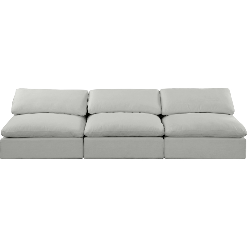 Bowery Hill Upholstered Grey Linen Textured Fabric 3-Piece Modular Sofa
