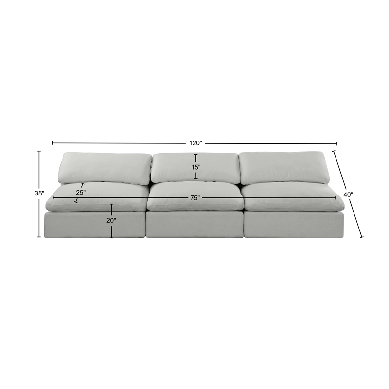 Bowery Hill Upholstered Grey Linen Textured Fabric 3-Piece Modular Sofa