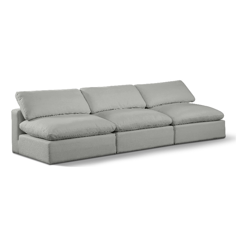 Bowery Hill Upholstered Grey Linen Textured Fabric 3-Piece Modular Sofa