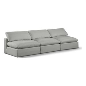Bowery Hill Upholstered Grey Linen Textured Fabric 3-Piece Modular Sofa