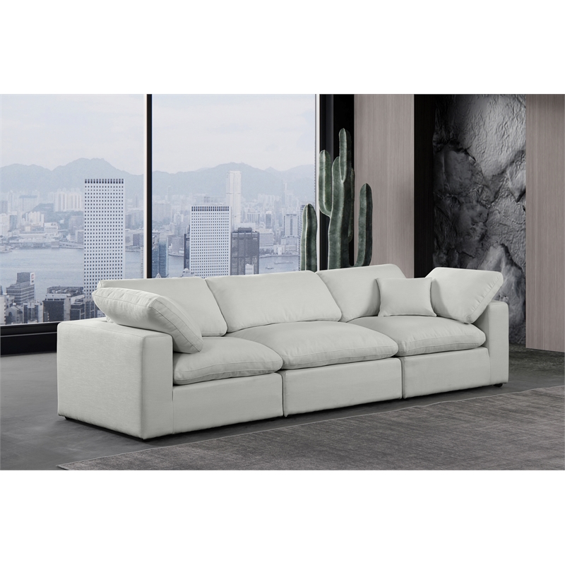 Bowery Hill Upholstered Grey Linen Textured Fabric 3-Piece Modular Sofa
