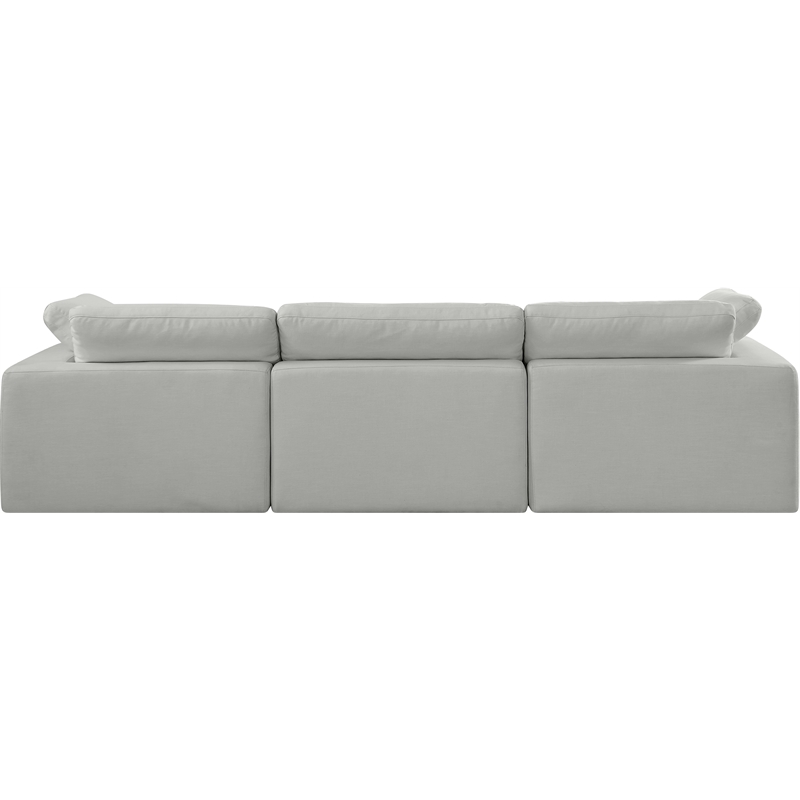 Bowery Hill Upholstered Grey Linen Textured Fabric 3-Piece Modular Sofa