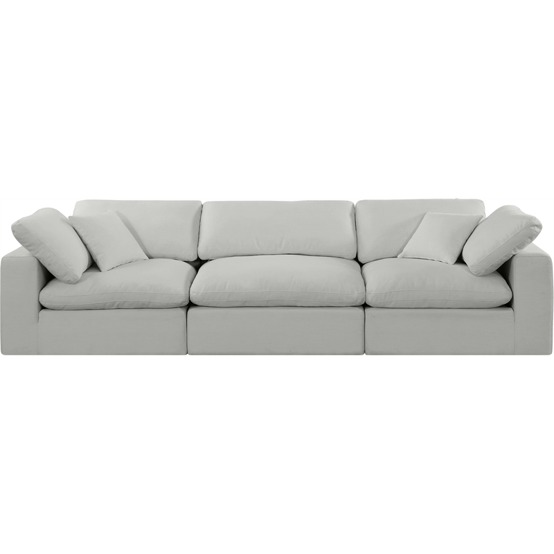 Bowery Hill Upholstered Grey Linen Textured Fabric 3-Piece Modular Sofa