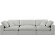 Bowery Hill Upholstered Grey Linen Textured Fabric 3-Piece Modular Sofa