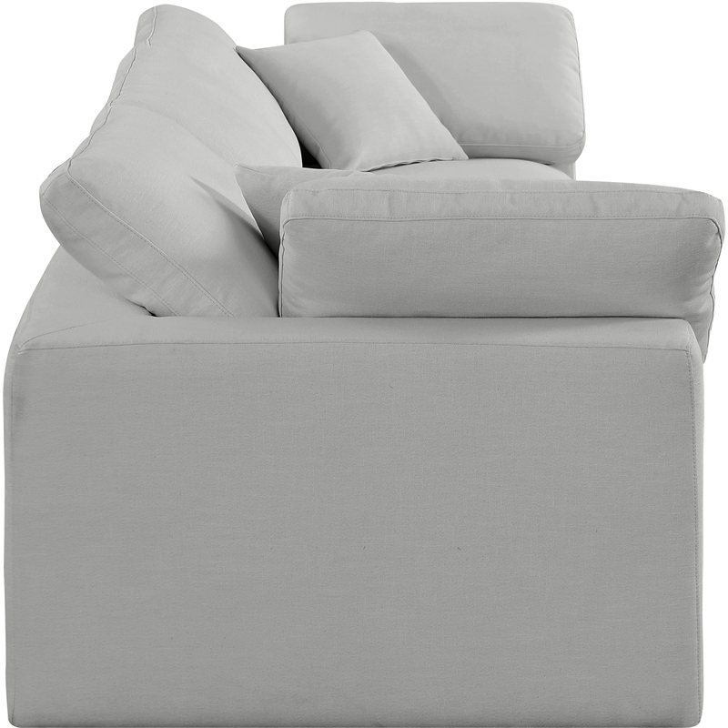Bowery Hill Upholstered Grey Linen Textured Fabric 3-Piece Modular Sofa