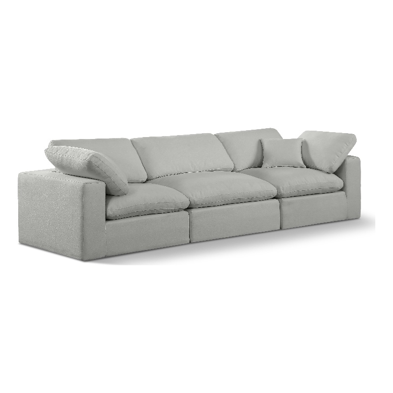 Bowery Hill Upholstered Grey Linen Textured Fabric 3-Piece Modular Sofa