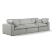 Bowery Hill Upholstered Grey Linen Textured Fabric 3-Piece Modular Sofa