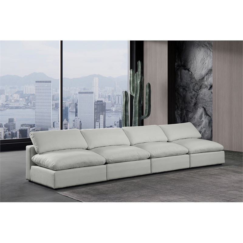Bowery Hill Upholstered Grey Linen Textured Fabric 4-Piece Modular Sofa