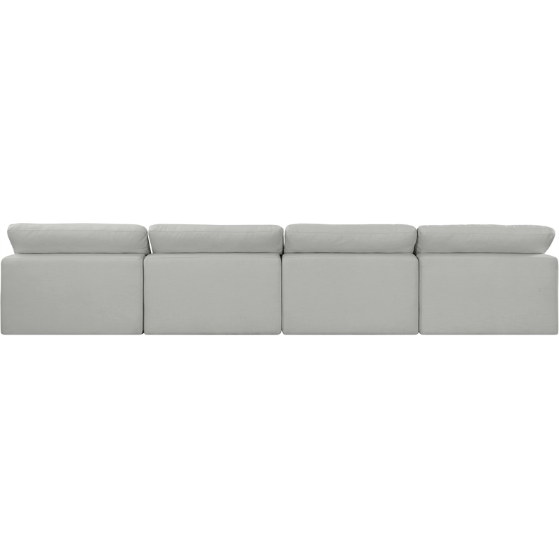 Bowery Hill Upholstered Grey Linen Textured Fabric 4-Piece Modular Sofa