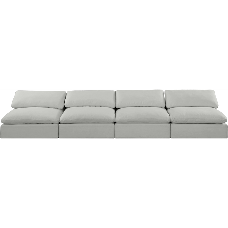 Bowery Hill Upholstered Grey Linen Textured Fabric 4-Piece Modular Sofa