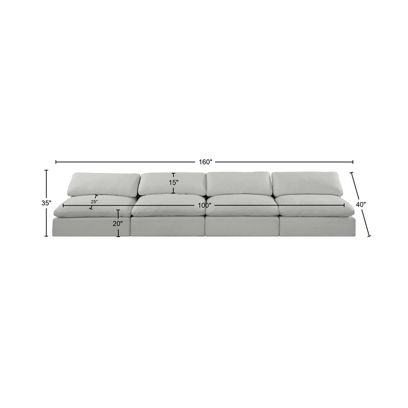 Bowery Hill Upholstered Grey Linen Textured Fabric 4-Piece Modular Sofa