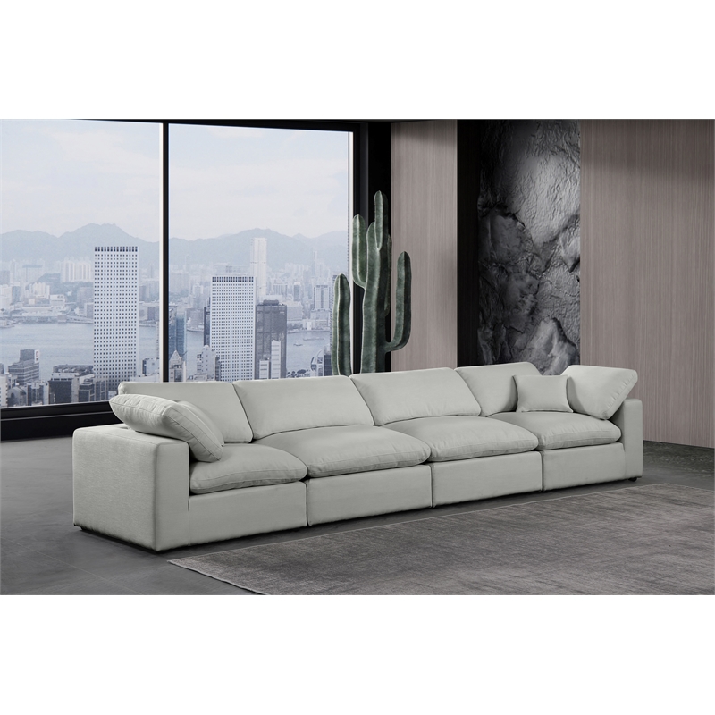 Bowery Hill Upholstered Grey Linen Textured Fabric 4-Piece Modular Sofa