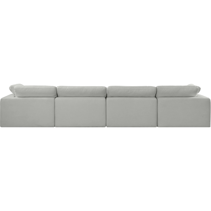 Bowery Hill Upholstered Grey Linen Textured Fabric 4-Piece Modular Sofa