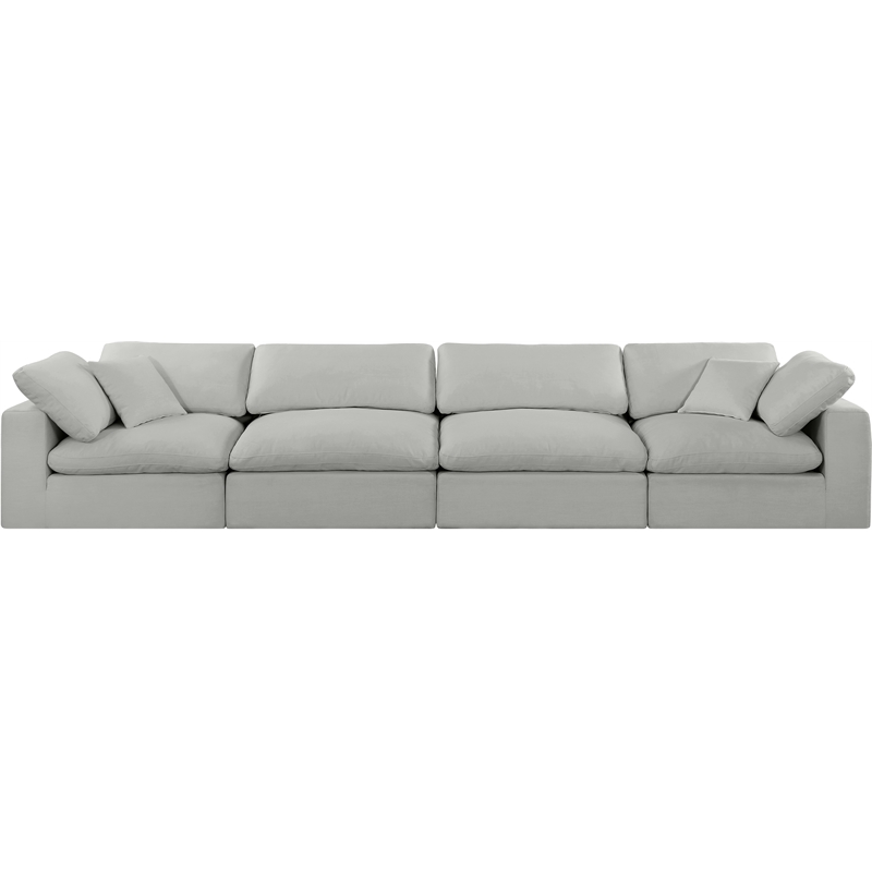 Bowery Hill Upholstered Grey Linen Textured Fabric 4-Piece Modular Sofa