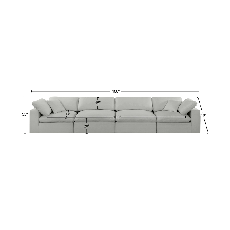 Bowery Hill Upholstered Grey Linen Textured Fabric 4-Piece Modular Sofa