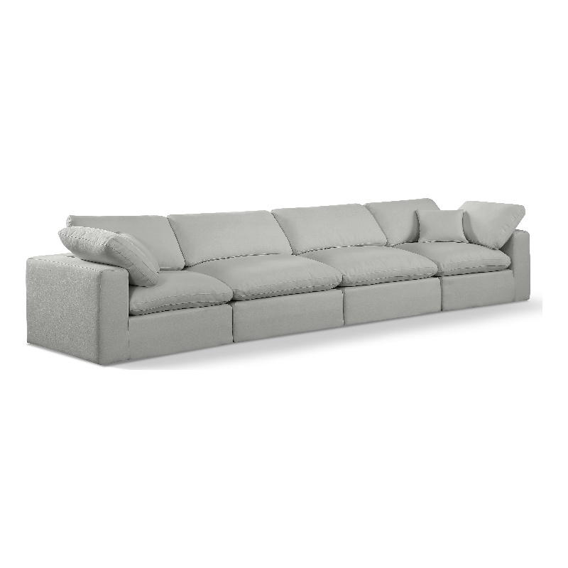 Bowery Hill Upholstered Grey Linen Textured Fabric 4-Piece Modular Sofa
