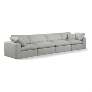 Bowery Hill Upholstered Grey Linen Textured Fabric 4-Piece Modular Sofa