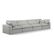 Bowery Hill Upholstered Grey Linen Textured Fabric 4-Piece Modular Sofa