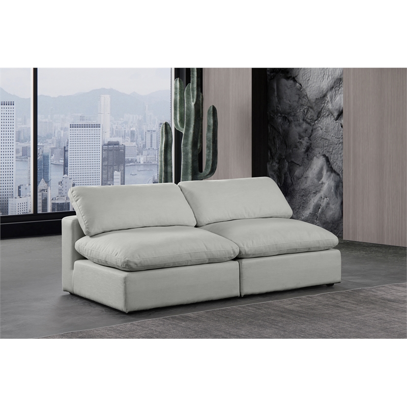Bowery Hill Upholstered Grey Linen Textured Fabric 2-Piece Modular Sofa