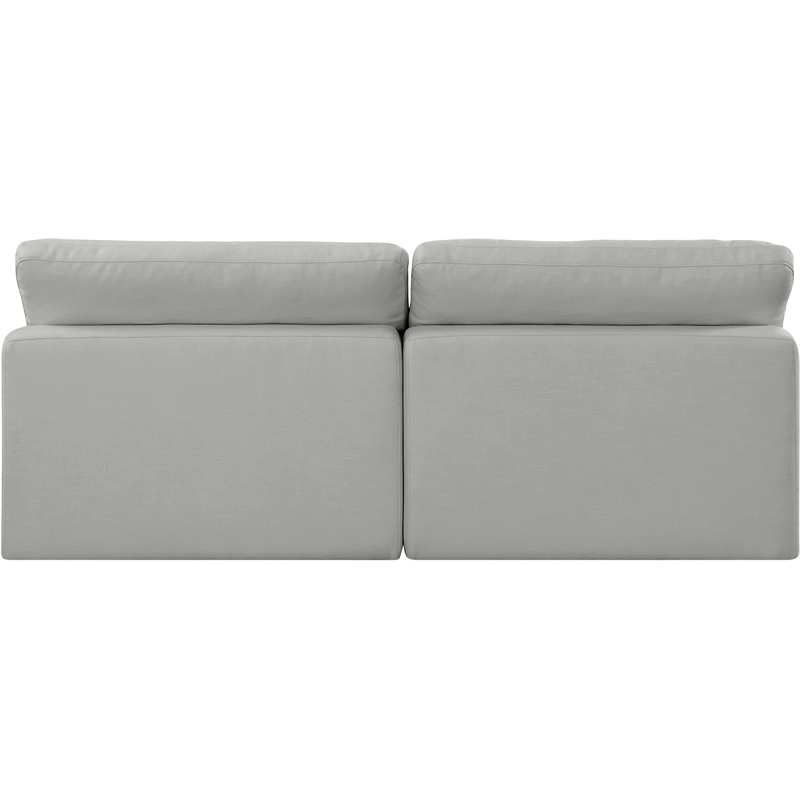 Bowery Hill Upholstered Grey Linen Textured Fabric 2-Piece Modular Sofa
