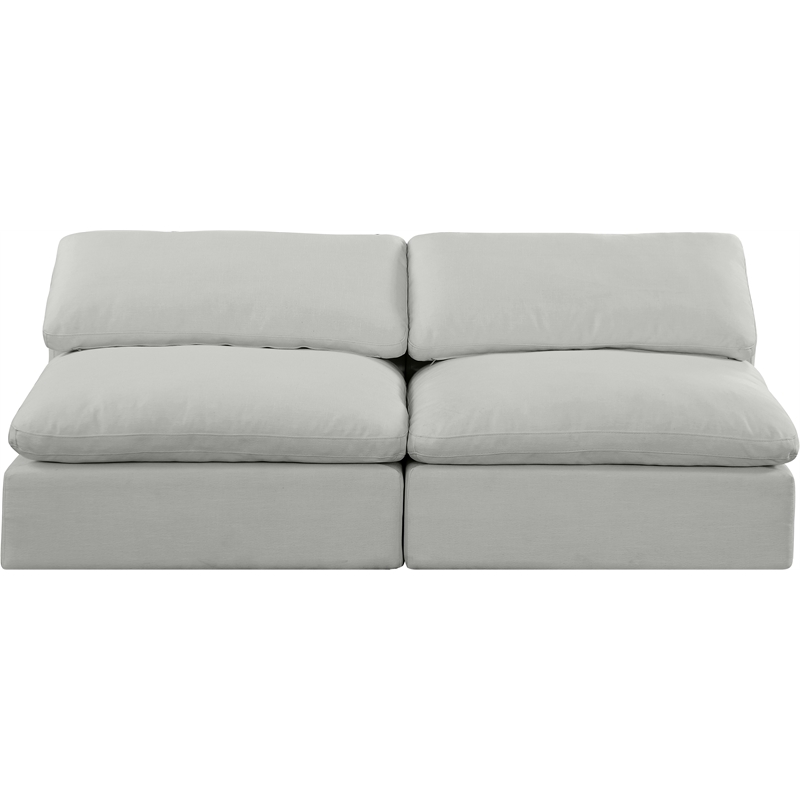 Bowery Hill Upholstered Grey Linen Textured Fabric 2-Piece Modular Sofa