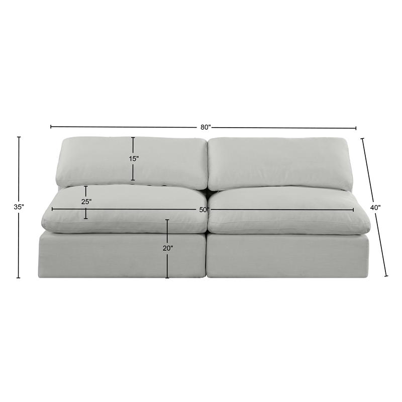 Bowery Hill Upholstered Grey Linen Textured Fabric 2-Piece Modular Sofa