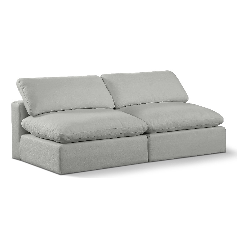 Bowery Hill Upholstered Grey Linen Textured Fabric 2-Piece Modular Sofa
