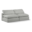 Bowery Hill Upholstered Grey Linen Textured Fabric 2-Piece Modular Sofa