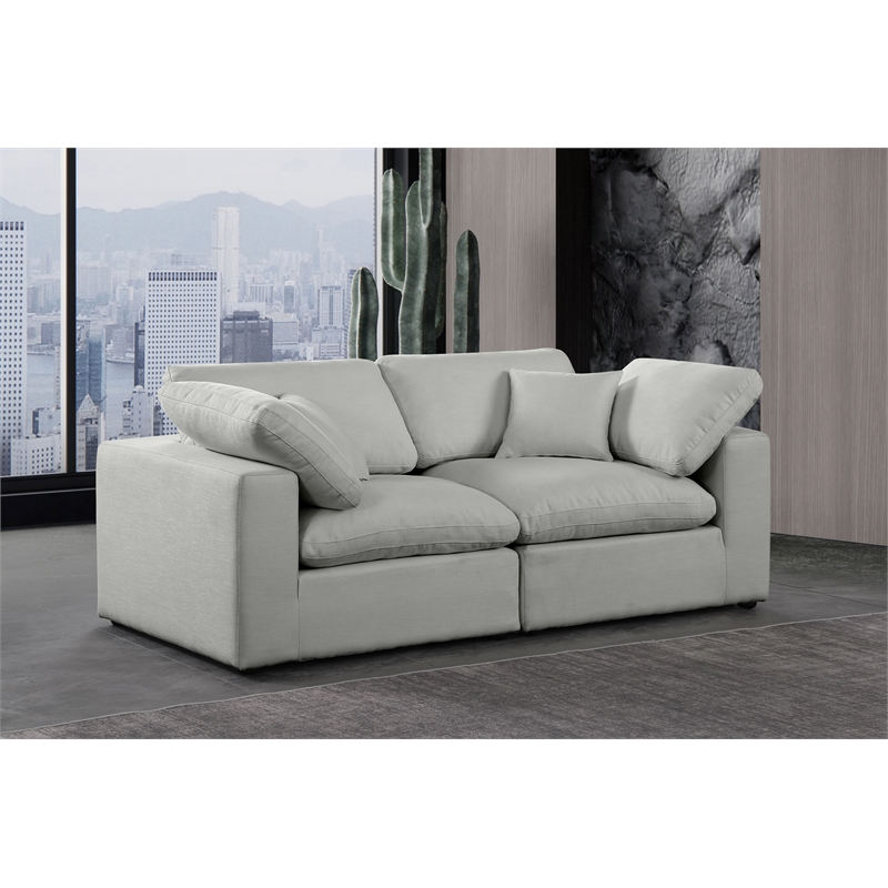 Bowery Hill Upholstered Grey Linen Textured Fabric 2-Piece Modular Sofa