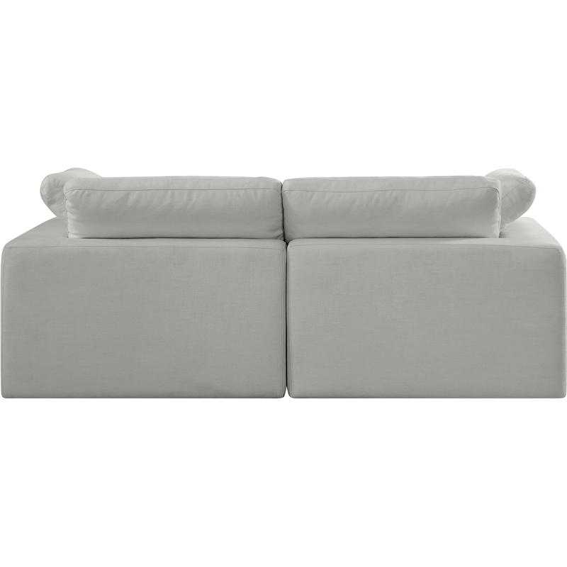 Bowery Hill Upholstered Grey Linen Textured Fabric 2-Piece Modular Sofa