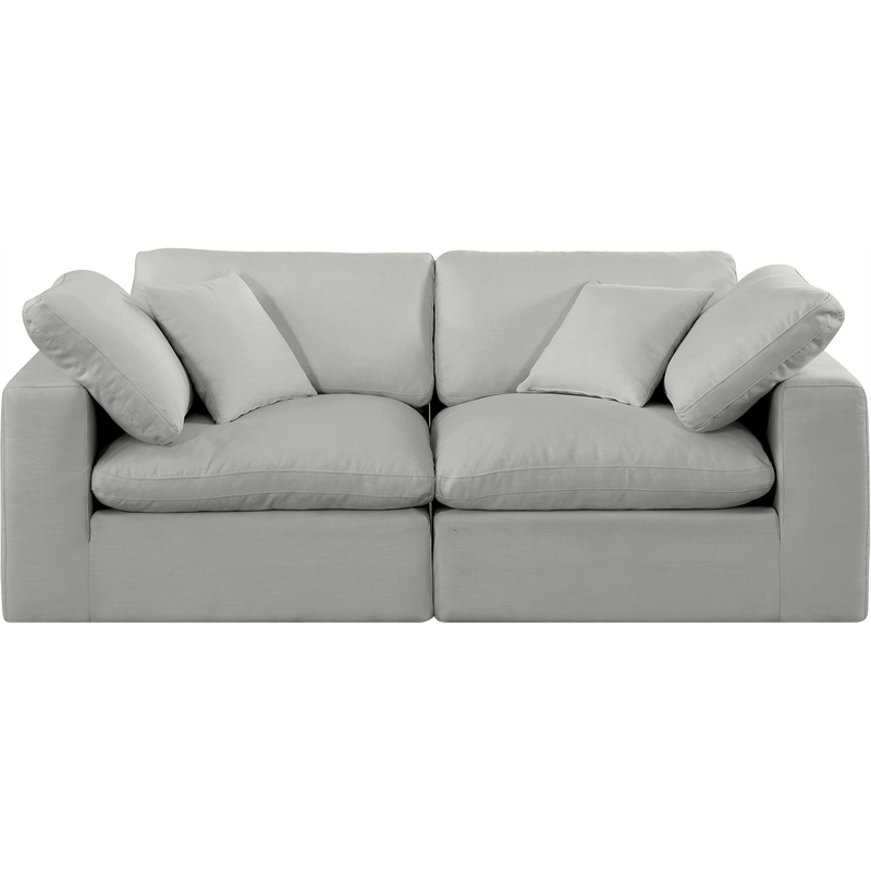 Bowery Hill Upholstered Grey Linen Textured Fabric 2-Piece Modular Sofa