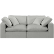 Bowery Hill Upholstered Grey Linen Textured Fabric 2-Piece Modular Sofa