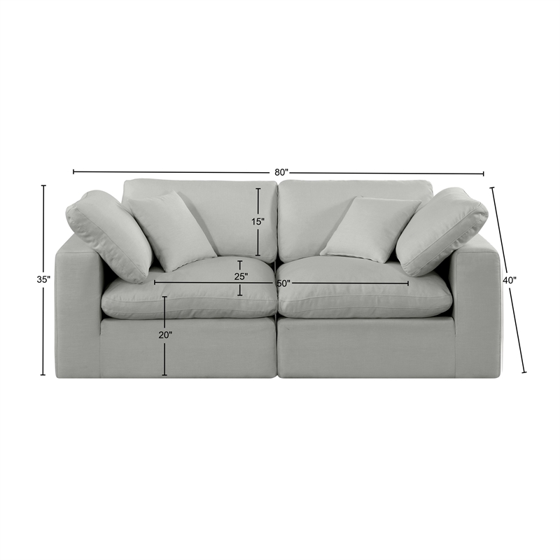 Bowery Hill Upholstered Grey Linen Textured Fabric 2-Piece Modular Sofa