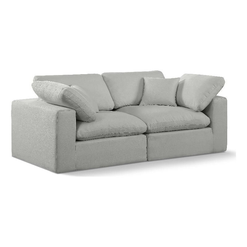 Bowery Hill Upholstered Grey Linen Textured Fabric 2-Piece Modular Sofa