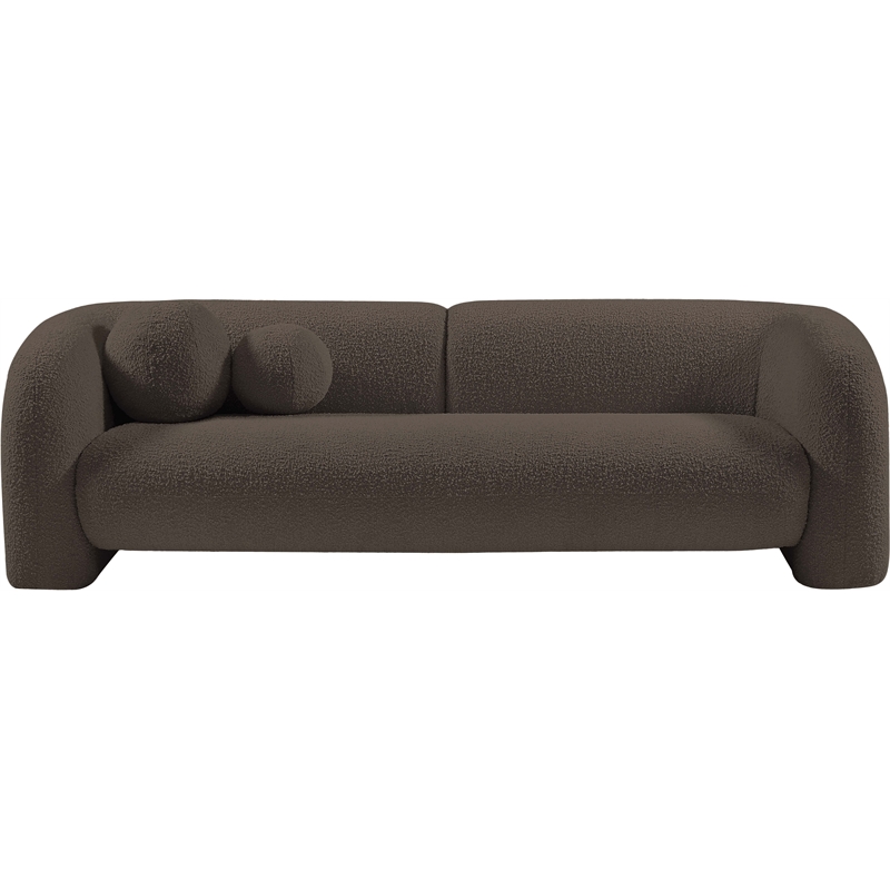 Bowery Hill Contemporary Rich Brown Boucle Durable Fabric Sofa
