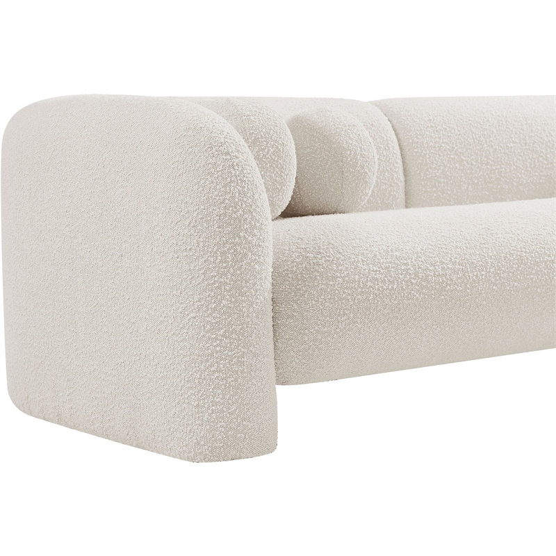 Bowery Hill Contemporary Rich Cream Boucle Durable Fabric Sofa