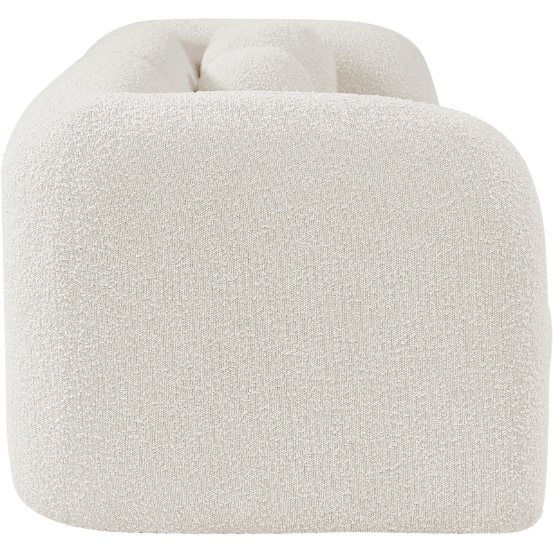 Bowery Hill Contemporary Rich Cream Boucle Durable Fabric Sofa