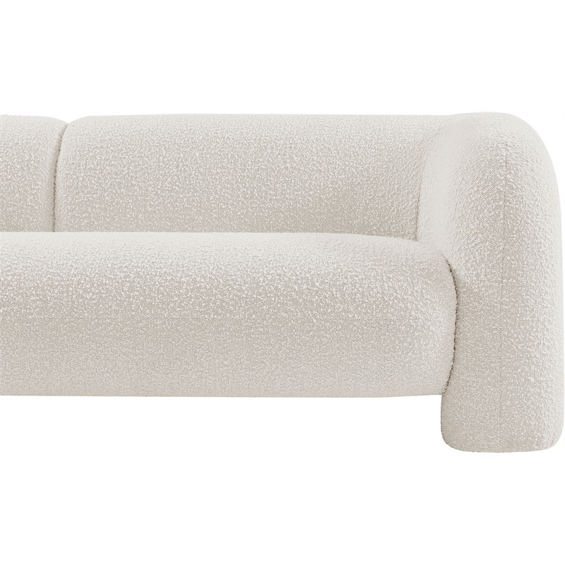 Bowery Hill Contemporary Rich Cream Boucle Durable Fabric Sofa
