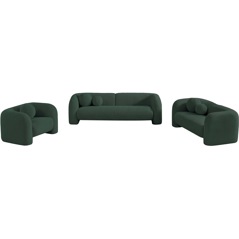 Bowery Hill Contemporary Rich Green Boucle Durable Fabric Sofa