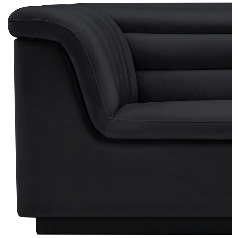 Bowery Hill Contemporary Deep Channel Tufted Soft Black Velvet Fabric Chair