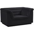 Bowery Hill Contemporary Deep Channel Tufted Soft Black Velvet Fabric Chair
