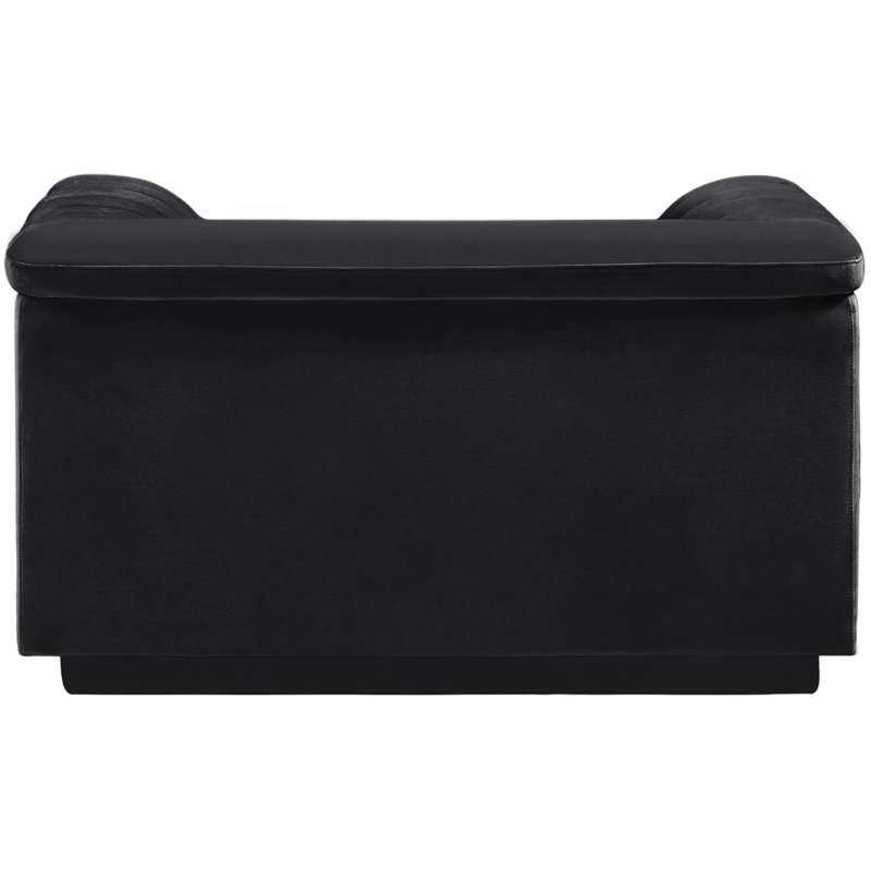 Bowery Hill Contemporary Deep Channel Tufted Soft Black Velvet Fabric Chair