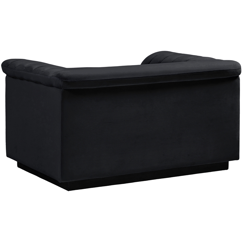 Bowery Hill Contemporary Deep Channel Tufted Soft Black Velvet Fabric Chair
