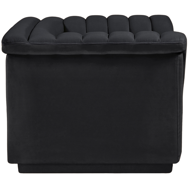 Bowery Hill Contemporary Deep Channel Tufted Soft Black Velvet Fabric Chair