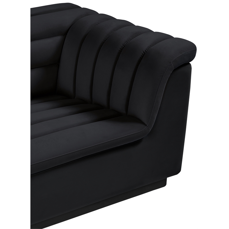 Bowery Hill Contemporary Deep Channel Tufted Soft Black Velvet Fabric Chair