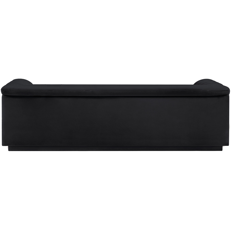 Bowery Hill Contemporary Deep Channel Tufted Soft Black Velvet Fabric Sofa
